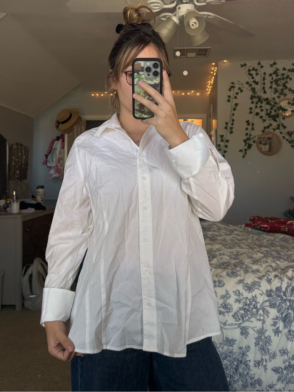 Lane Bryant White Button-Front Dress Shirt
